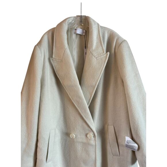 NWT ASOS Edition Women’s Cream Long Coat Double Breasted One Button Size 14 - Picture 2 of 8